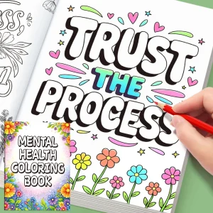 Adult Coloring Book 32 Pages Mental Health Wellness Creative Relaxing Anti-Anxiety Art Therapy Gift